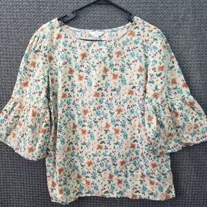 Time & Tru Floral blouse Womens L